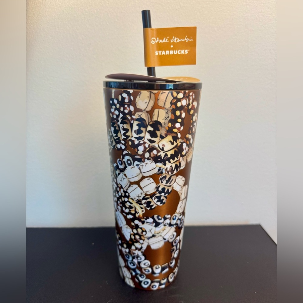 Starbucks Shadé Akanbi Batik Beads Stainless Steel Cold Cup 24 Oz Bronze NWT - Picture 4 of 11